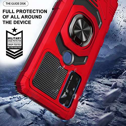 Ailiber for AT&T Radiant Max 5G 6.8"/Cricket Dream 5G /AT&T Fusion 5G/Cricket Innovate 5G Phone Case with Screen Protector, Ring Magnetic Car Mount Kickstand, Heavy Duty Protective Cover for Dream-Red 3