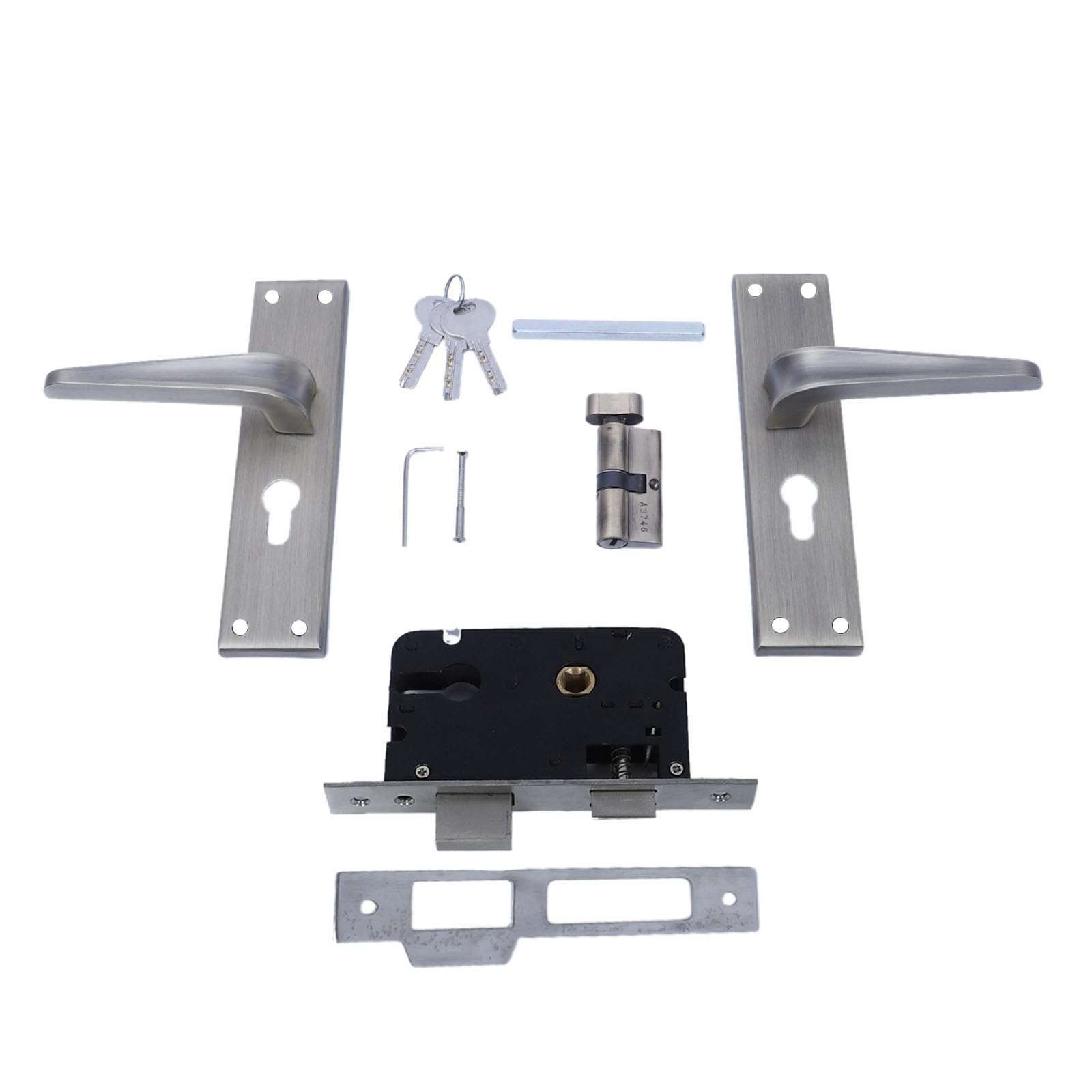 Two Moustaches 5 Inches Antique Brass Finish Aluminium Mortise Lock Door Handles Plate Set, Door Handles for Main Door, Handle Locks for Bedroom/Bathroom, Complete Mortise Lock Set (with Lock) 3