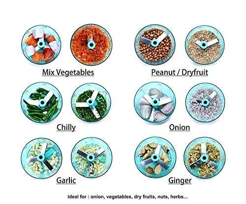 Machak Mini Vegetable Chopper With 3 Blades Cutter, 500 ml, Blue (2) 5