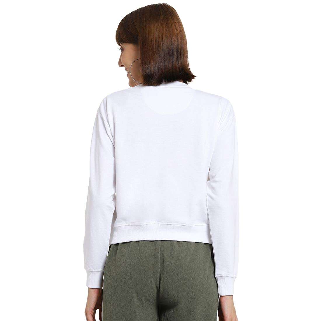 Bewakoof Women White Irene Core Solid Sweatshirt-L 3