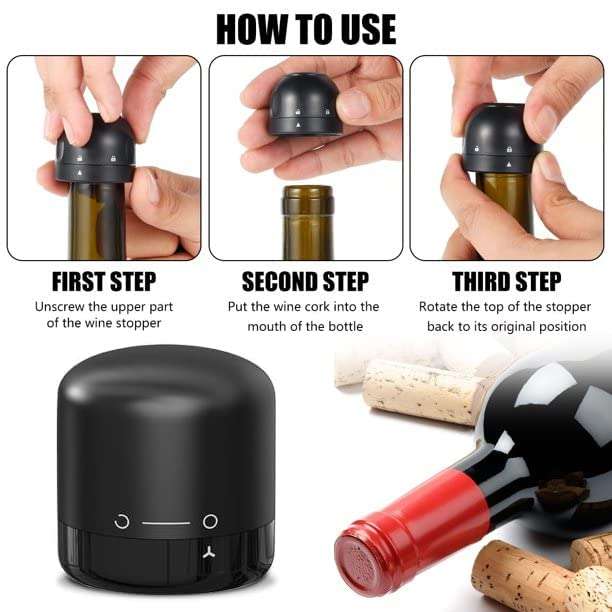 Nathgra Wine Stopper, Pack Leak-Proof Wine Stoppers Lockable Reusable Wine Bottle Stopper, Sealed Wine Preserver Corks, Bottle Stopper Caps Saver for Wine (Pack of 1) 4