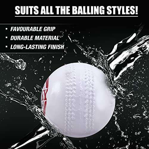 Vicky Leather Cork Cricket Ball Ideal for Intermediate & Recreational Level Matches Standard Size (White, Pack of 6) 6