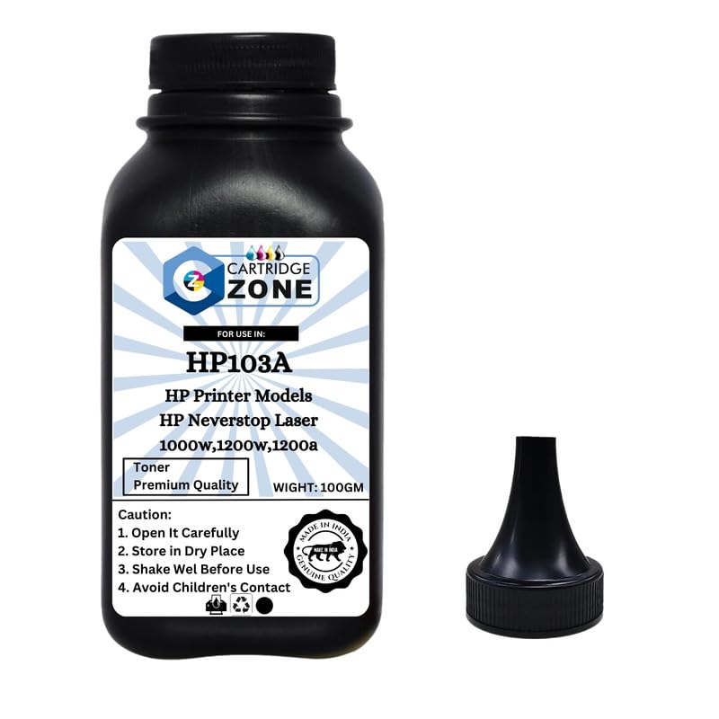 CARTRIDGE ZONE 103A Toner Powder for HP 103A/ W1103A Toner Cartridge Compatible for HP 1000, 1000a, 1000w, 1200, 1200a, 1200w Printers (1 Bottle) 1
