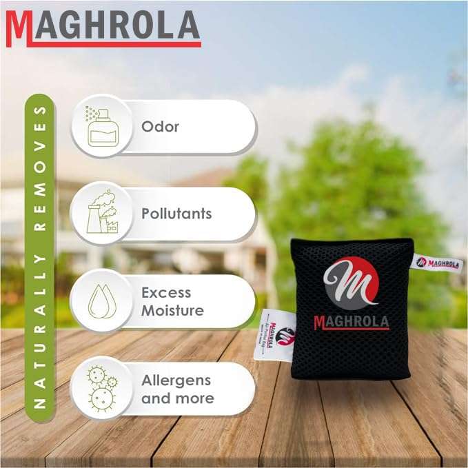 MAGHROLA Non Electric Air Purifier Natural Activated Coconut Charcoal Bag,Dehumidifier & Air Purifier For Car,Home Air Purifier and Freshener for Refrigerator, Shoes,Car,Wardrobe,Kitchen [ 250gm ] 6
