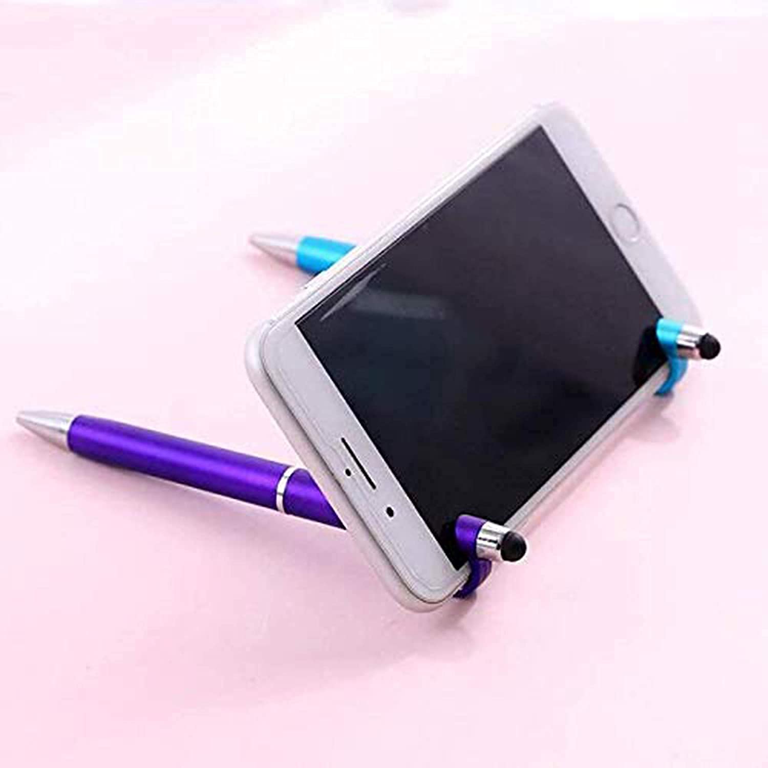 Mobile Stand For Vivo Y61 / Y 61, Vivo Y75 / Y 75, Vivo Y7x / Y 7 x, Vivo Y82 / Y 82, Vivo Z9 Pro / Z 9 Pro, Wishtel IRA A1 / A 1, Wishtel IRA J2 Ballpoint Function Stylus Pen with Mobile Stand Holder Writing Pen Screen Wipe Adjustable universal Mobile Phone Flexible Clip Holder Pen - (C1, Mix) 6