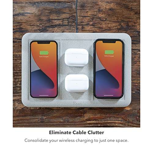 HALO Universal Wireless 4-in-1 Charging Mat, Intuitive Design Allows for Charging up to Five Devices at Once While Eliminating Cable Clutter, Black 4