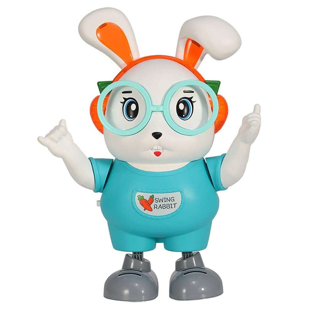 Miracland Big Eyes Rabbit Musical Toy for Kids, Lovely Dancing Rabbit Toy Baby Rabbit Music Toy Crawling Toy for Toddlers with Cool Lights & Dynamic Music| Legs Move Sideways| Body Twist (Blue) 1