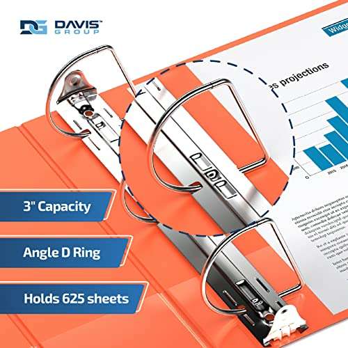 Premium Economy 6-Pack 3-Ring Binders for School or Office, Round-Ring Binders, 3 Inch, Orange 2