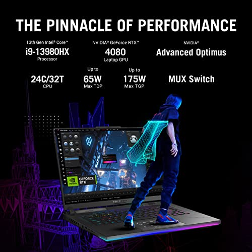 ASUS ROG Strix SCAR 16 (2023), Intel Core i9 13th Gen, 16" (40.64 cm) Mini-LED QHD+ 240Hz/3ms, 12GB RTX 4080, Gaming Laptop (32GB/1TB SSD/Win 11/Office 2021/90WHr Battery/Black/2.5 Kg), G634JZ-NM057WS 3