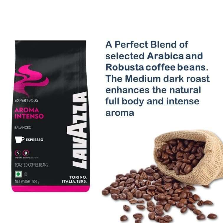 Lavazza Aroma Intenso Beans 500gm pack +Tropical Blu Roasted Coffee Beans 100% Arabica (AA) Dark Roast 500gm, Pack of 5 (500gm X 5) 5