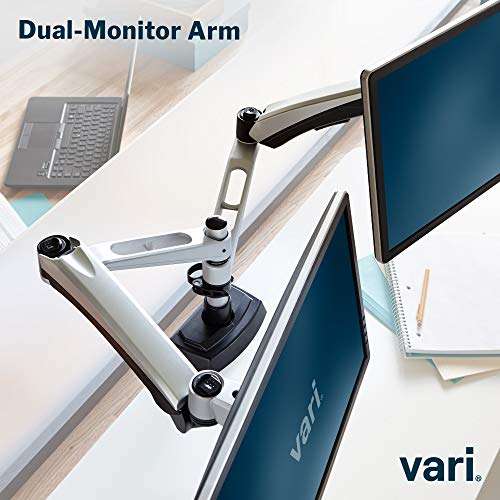 Vari Dual Monitor Arm - VESA Monitor Mount w/ 360 Degree Adjustment - Monitors up to 27 inches, 19.8 lbs - Double Monitor Arms with Full Adjustability - Computer Monitor Stand for Home or Office 4