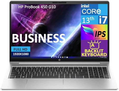 HP ProBook 450 G10 Business Laptop 15.6" IPS FHD (10-Core Intel i7-1355U, 64GB RAM, 2TB PCIe SSD, Intel UHD, Backlit KB, WiFi 6, Bluetooth 5.3, HD Webcam, RJ-45, Win 11 Pro) with Dockztorm Hub 2