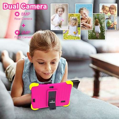 Fivahiva 7 inch Kids Tablet, Android 12 Go, 2GB+32GB (Expandable to 64GB), WiFi, Bluetooth, Parental Control, Google Play, YouTube, Netflix, iWawa, with Kid-Proof Case 6