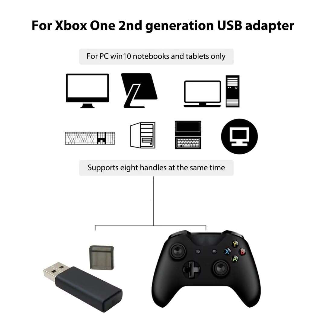New Upgraded Upgraded USB Adapter for Xbox One 2nd Generation Controller PC Wireless Adapter 5