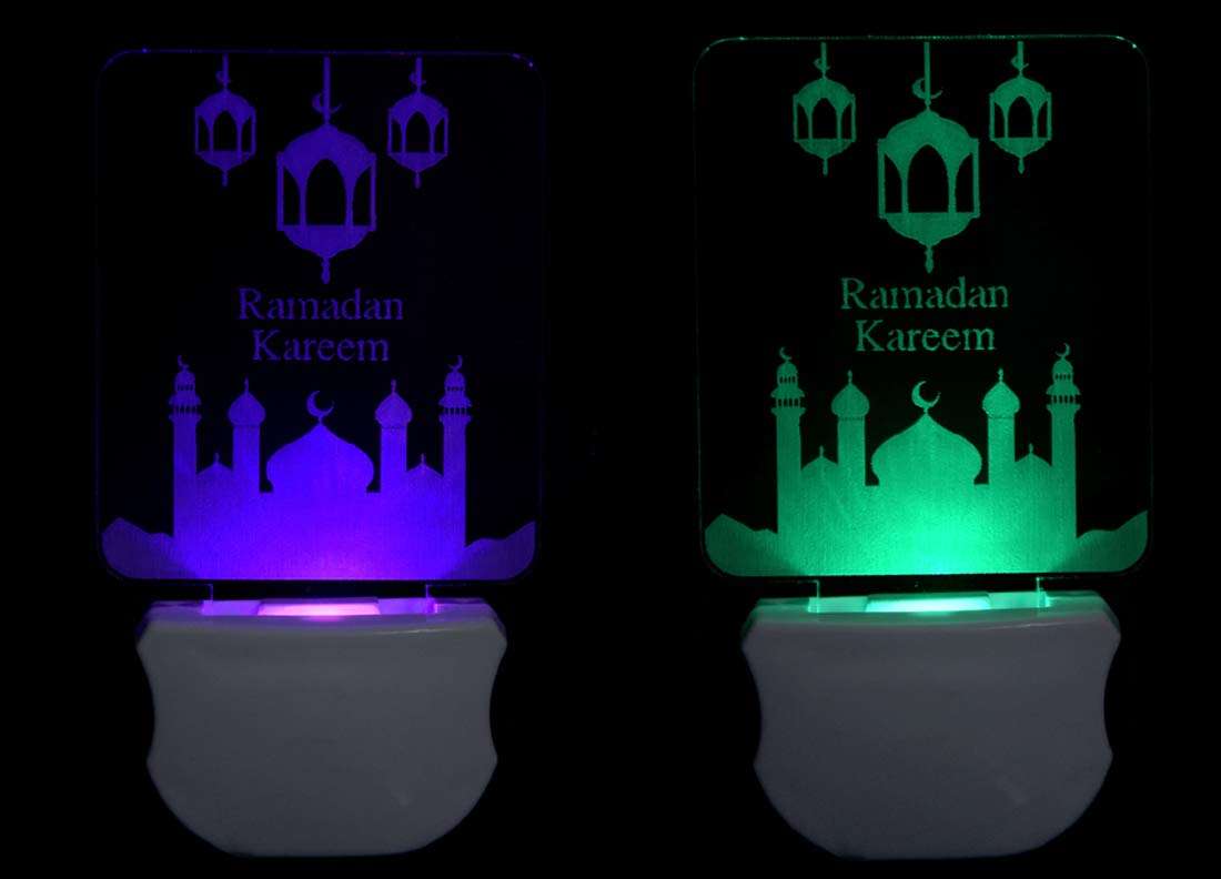 KSG GLASS EMPORIUM The Ramdan Kareem 3D Illusion Led Night Lamp Comes with 7 Multicolor Lighting Effect Suitable for for Room,Drawing Room,Lobby (Pack of 2) M58 1