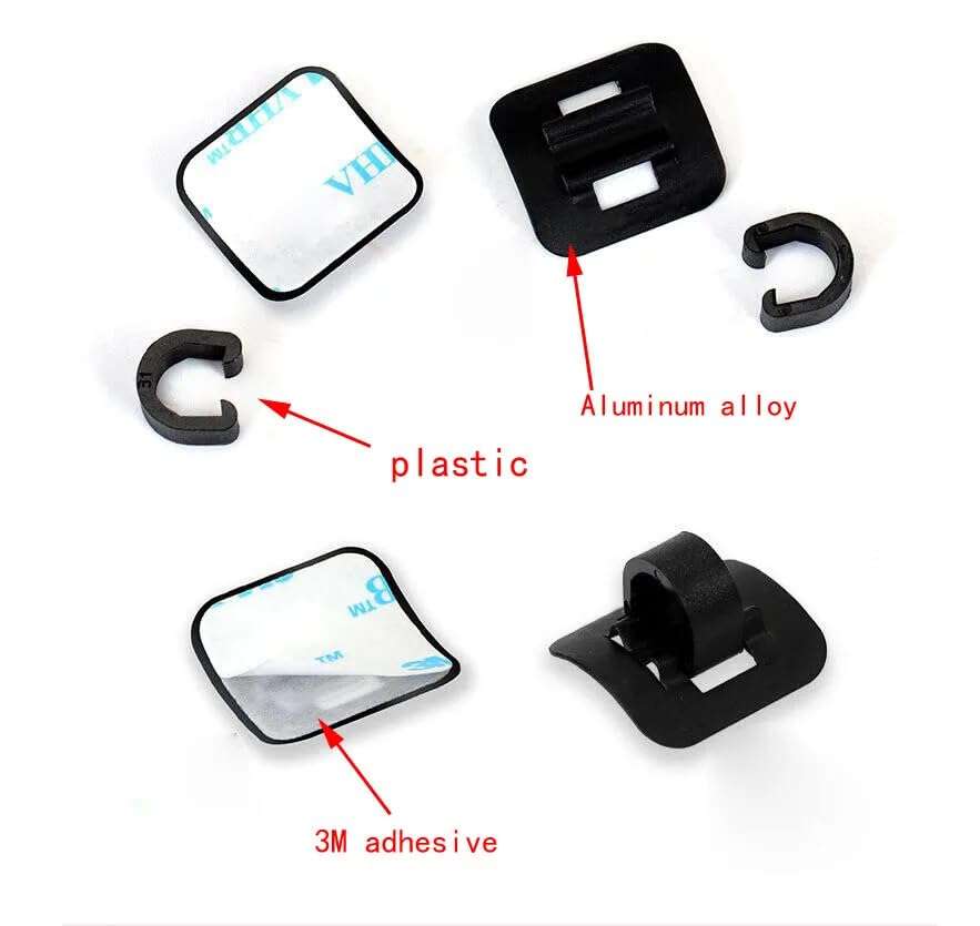 WCS 10pcs Road Bicycle MTB Bike c-Clips Clamps housing Hose Guide with Adhesive seat for Brake derailleur Shift Cables or Oil Tube, 4