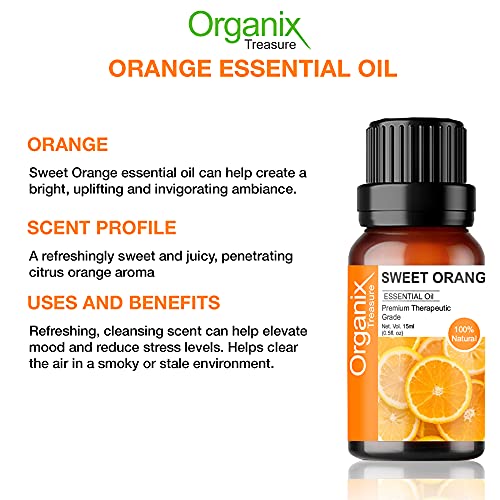 Organix Treasure Orange Essential Oil Pure, Natural & Undiluted Therapeutic Grade for Skin, Hair, Body, Face and Good Vibes, (15ml) 3