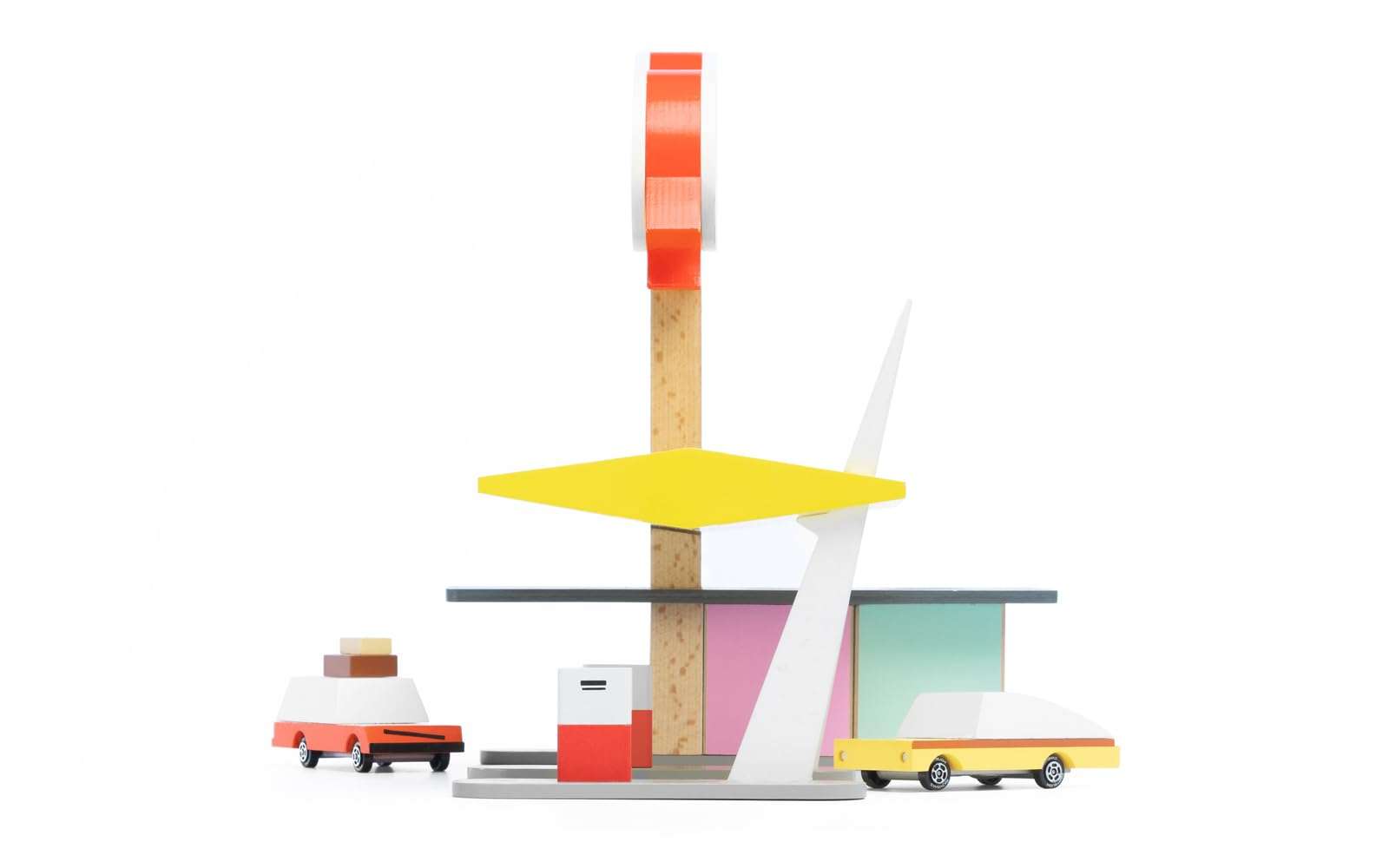 CANDYCAR® Wooden Diecast Collection - Rocket Fuel Station, Premium Handcrafted Beech Wood Toy 5