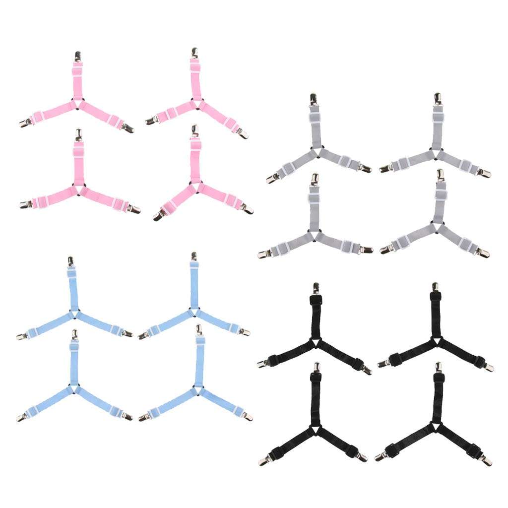 arythe 4xTriangle Bed Mattress Sheet Clips Grippers Straps Fastener Suspender Pink 4