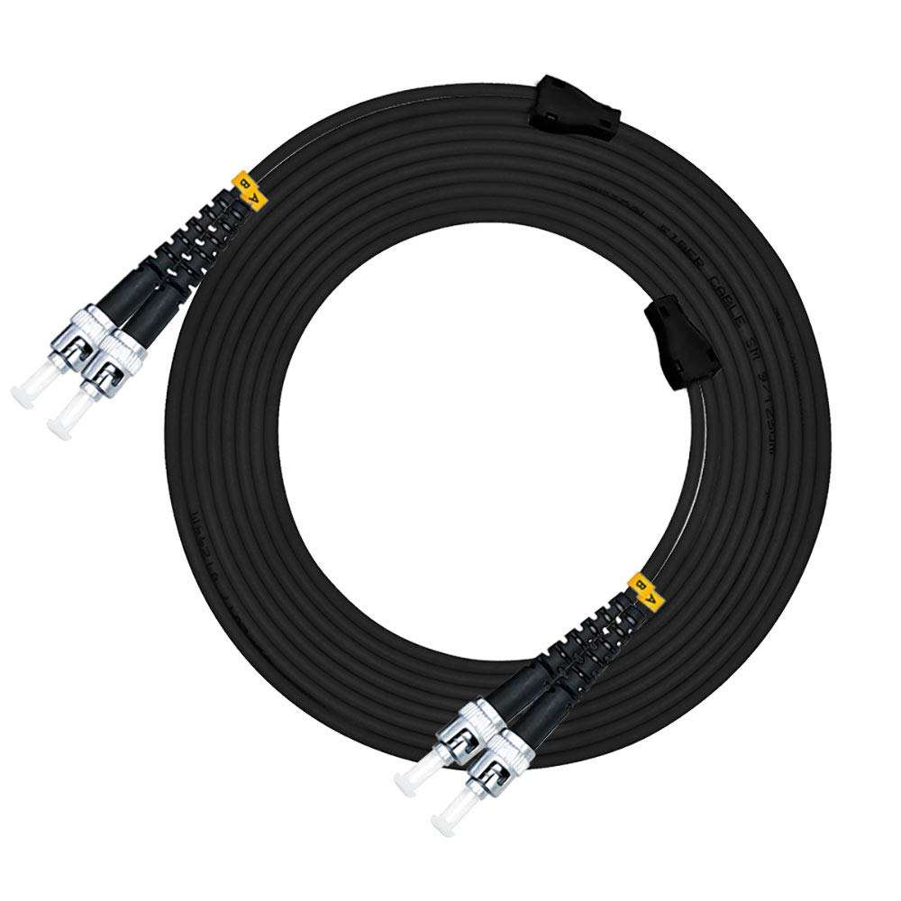 Jeirdus 200M ST to ST 10G OM3 Outdoor Armored Duplex 50/125 Fiber Optic Cable Jumper Optical Patch Cord Multimode 200Meters 656ft ST-ST 4