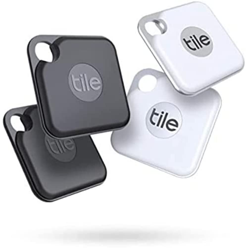 Tile Pro (2020) 4-pack - High Performance Bluetooth Tracker, Keys Finder and Item Locator for Keys, Bags, and More; 400 ft Range, Water Resistance and 1 Year Replaceable Battery 1