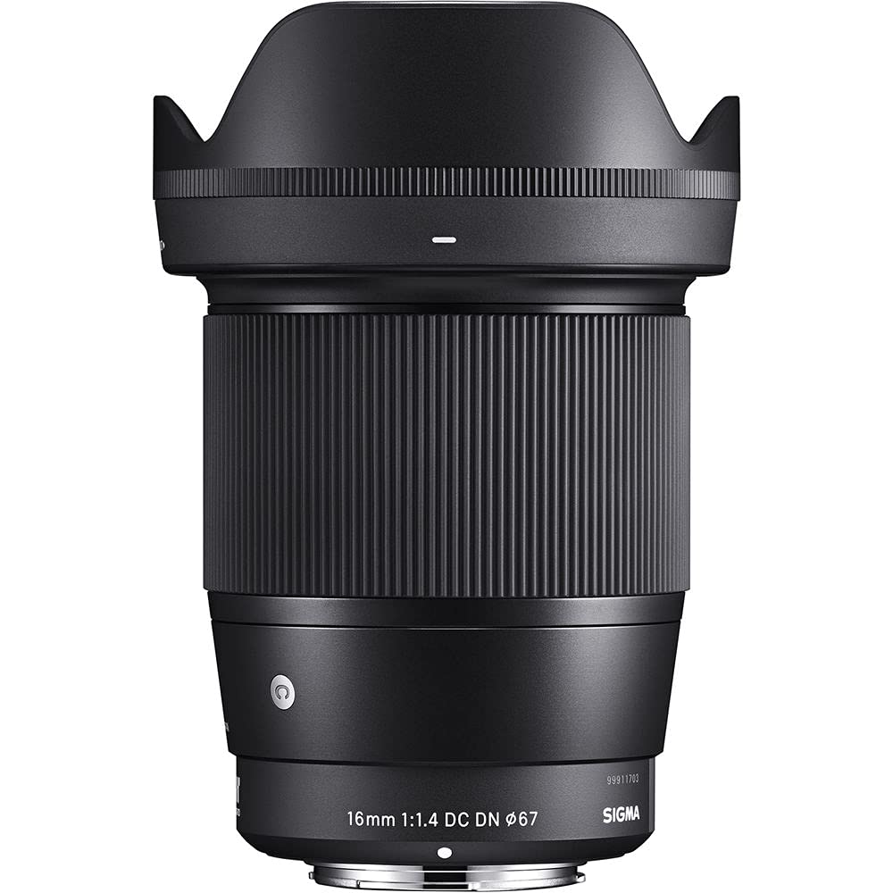 Sigma 16mm f/1.4 DC DN Contemporary Lens for Micro Four Thirds (402963) Bundle + Backpack + 64GB Card + Lens Case + Card Reader + 3 Piece Filter Kit + Cleaning Set + Flex Tripod + More 5