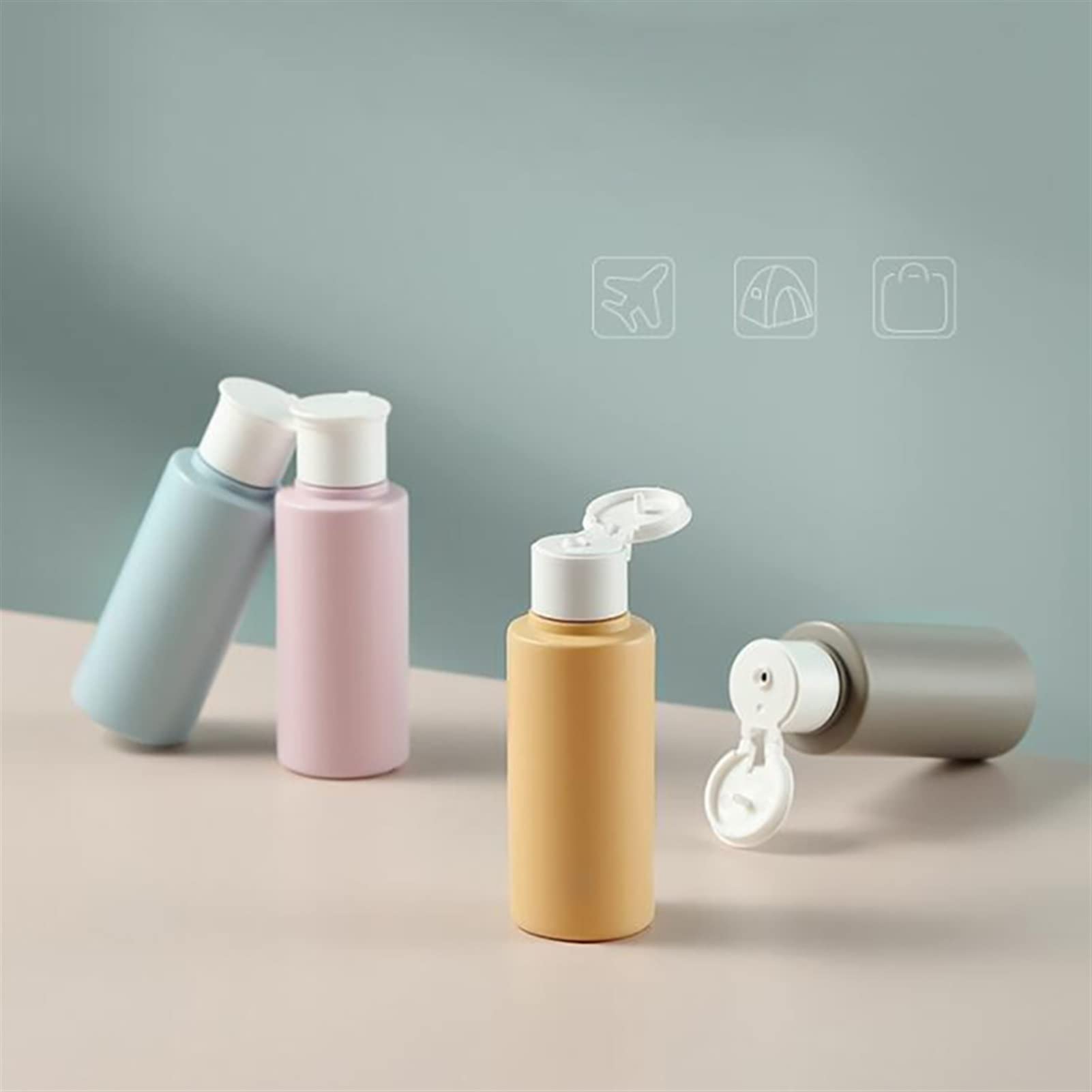 Soap Bottles Portable Empty Bottles Leak Proof Free Silicone Reusable Silicone Refillable Container Cosmetic Travel Size Toiletry Containers for Shampoo Lotion Soap (4 Pcs) Soap Dispenser 4