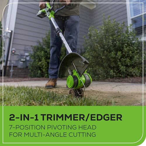 Greenworks 24V Cordless String Trimmer/Edger (Gen 2), 12" Cutting Width, Ultra-Light 6 lbs Design, with 2.0Ah Battery & Charger Included 2