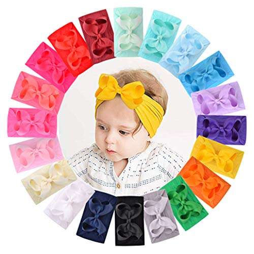 20pcs 4.5 Inches Baby Girls Big Bows Headbands Elastic Nylon Hairbands Turban Hair Accessories for Newborns Infants Toddlers and Kids 2