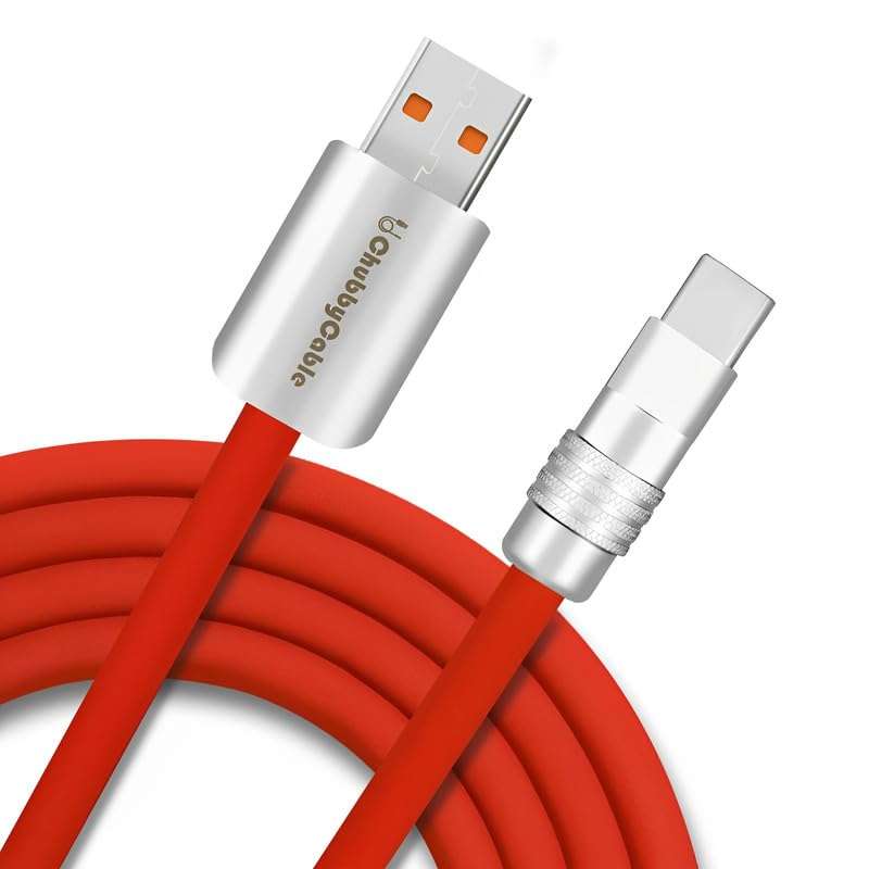 GentsStride Chubby 2.0 Durable Fast Charging Cable USB Type-C Cables Ultra-Thick Silicone Cord USB-C to USB A Cable for Cell Phones, Android Devices and More, Red, USB-A to Type-C, 3.3 FT 1