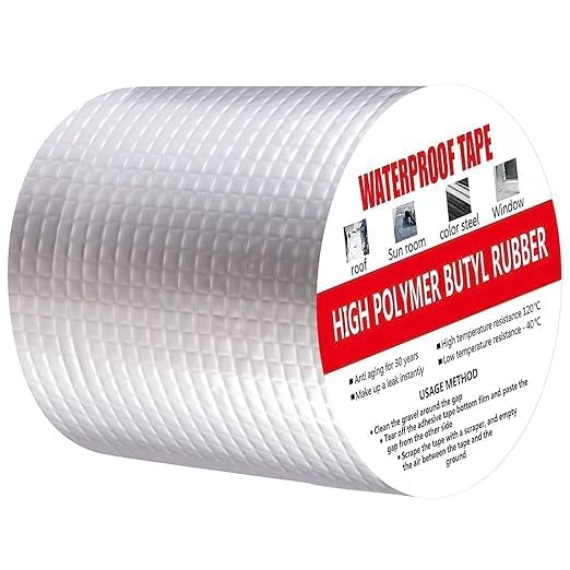 GOSHTI ENTERPRISE Leakage Repair Waterproof Tape For Pipe Roof Water Solution Aluminium Foil Adhesive Sealing butyl rubber tape, Sealing Tape for Leakage (Foil tap 5M*4IN)
