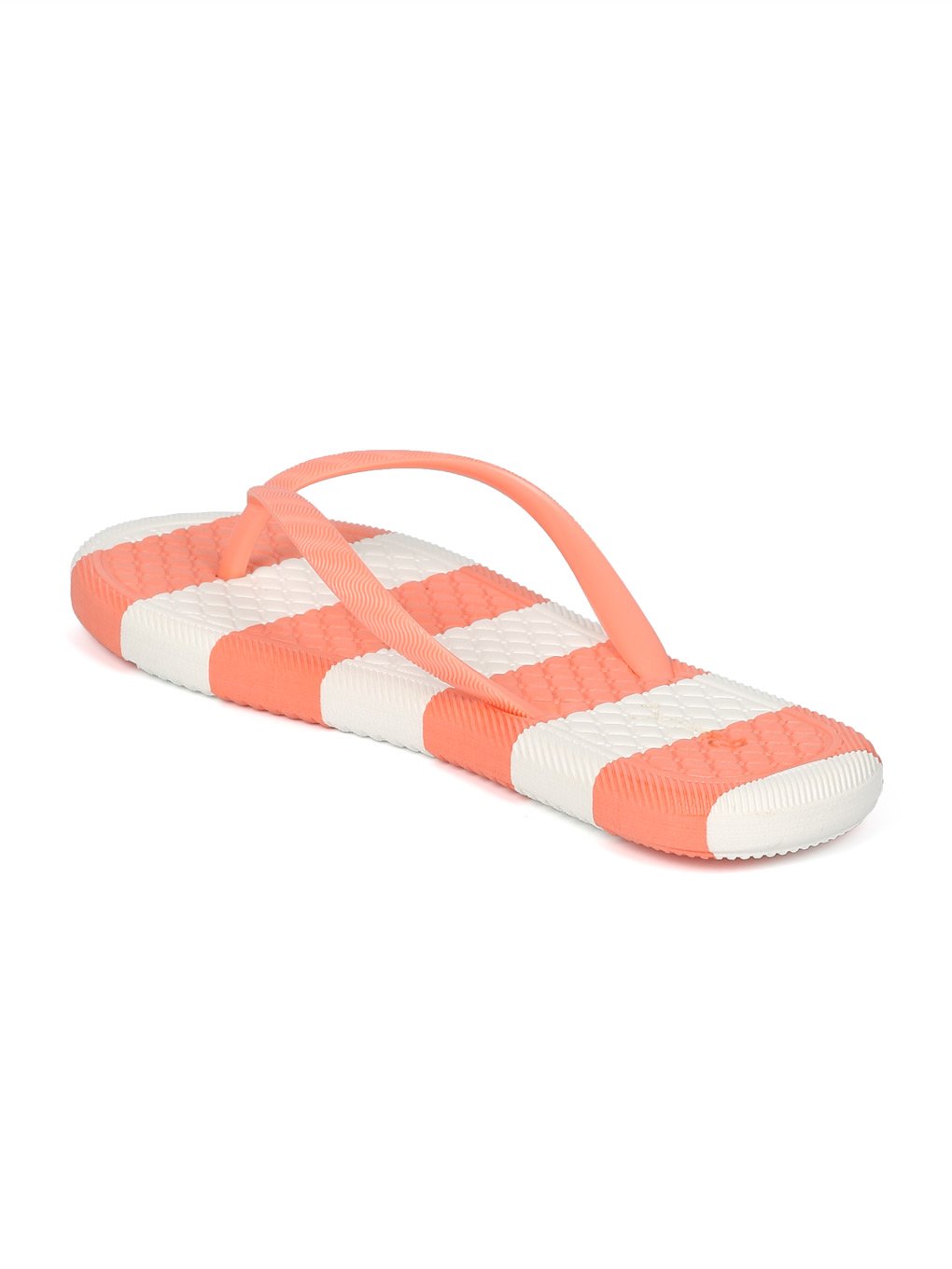 Qupid HH43 Women PVC Striped Thong Sandal HH43 - Coral (Size: 7.0) 3
