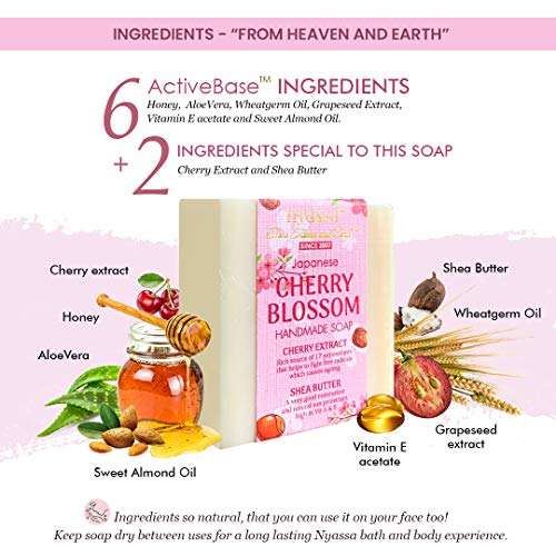 Nyassa Cherry Blossom Handmade Soap 150gm Cherry and Shea Butter Extract with natural ingredients.No Paraben, Against Animal Testing and Vegetarian. 4