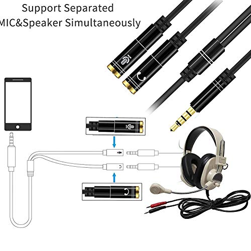 Anks Online 3.5mm Jack Headphone Mic Audio Y Splitter Cable 1 Male to 2 Female with Separate Headset/Microphone Adapter (Multicolor) 3