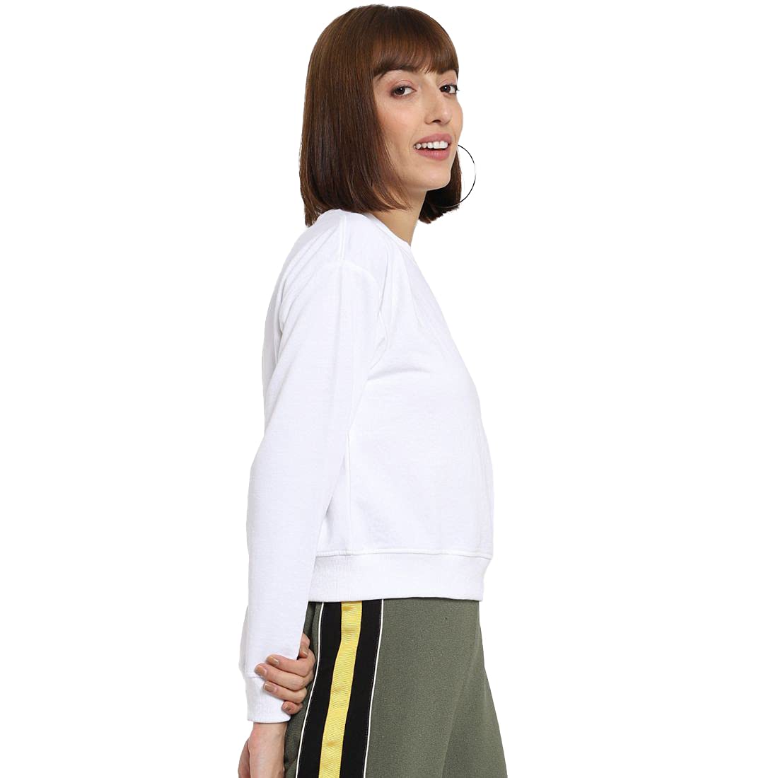 Bewakoof Women White Irene Core Solid Sweatshirt-L 4