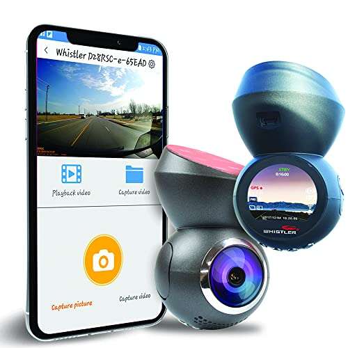 Whistler D28RS 1080P Dash Cam with Built-in WiFi, GPS Dashboard Camera, 1.2” LCD Screen, G-Sensor Security Camera for Car, Loop Recording, Parking Monitor, 120° Wide Angle Driving Recorder 1
