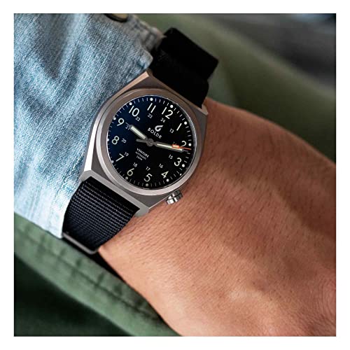 BOLDR Venture Automatic Watch for Men, 38mm Titanium Case, Nylon Strap, Water Resistant 200m - Carbon Black 3