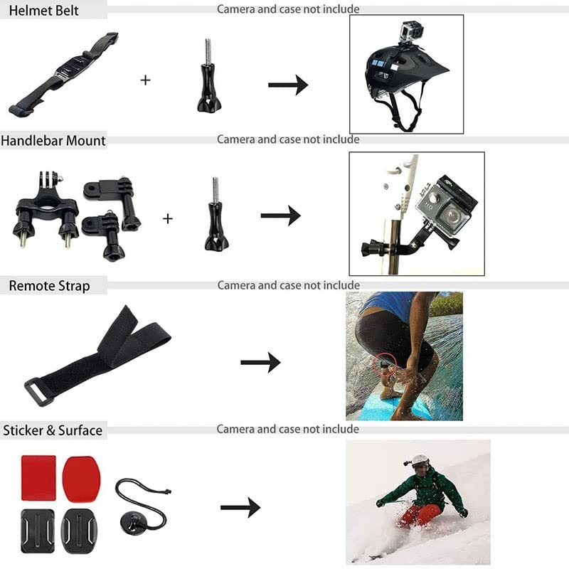 Accessories Kit for Black Carrying Bag Waterproof Housing Case Tripod Set for Action Camera Accessories 5