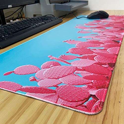 LIEBIRD® Extended XXL Gaming Mouse Pad - Portable Large Desk Pad for Laptop - Non-Slip Rubber Base (Cactus) 3