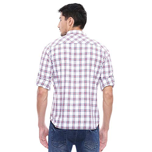 Life by Shoppers Stop Mens 2 Pocket Checked Shirt (Red_Small) 2