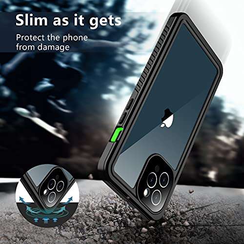 SPIDERCASE Designed for iPhone 12 Pro Max Case, Waterproof Built-in Screen Protector, Shockproof Full Body Cover Rugged Case for iPhone 12 Pro Max 6.7” 2020 Released (Green/Clear) 6