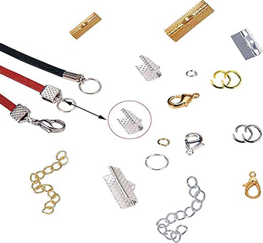 DIY Crafts (9 Sets, Bright Big Silver) Ribbon Bracelet Kit Bookmark Pinch Crimp Ends Jewelry Findings Supplies Includes Ribbon Ends Crimps Lobster Clasps Open Jump Rings and Chain Extenders 6