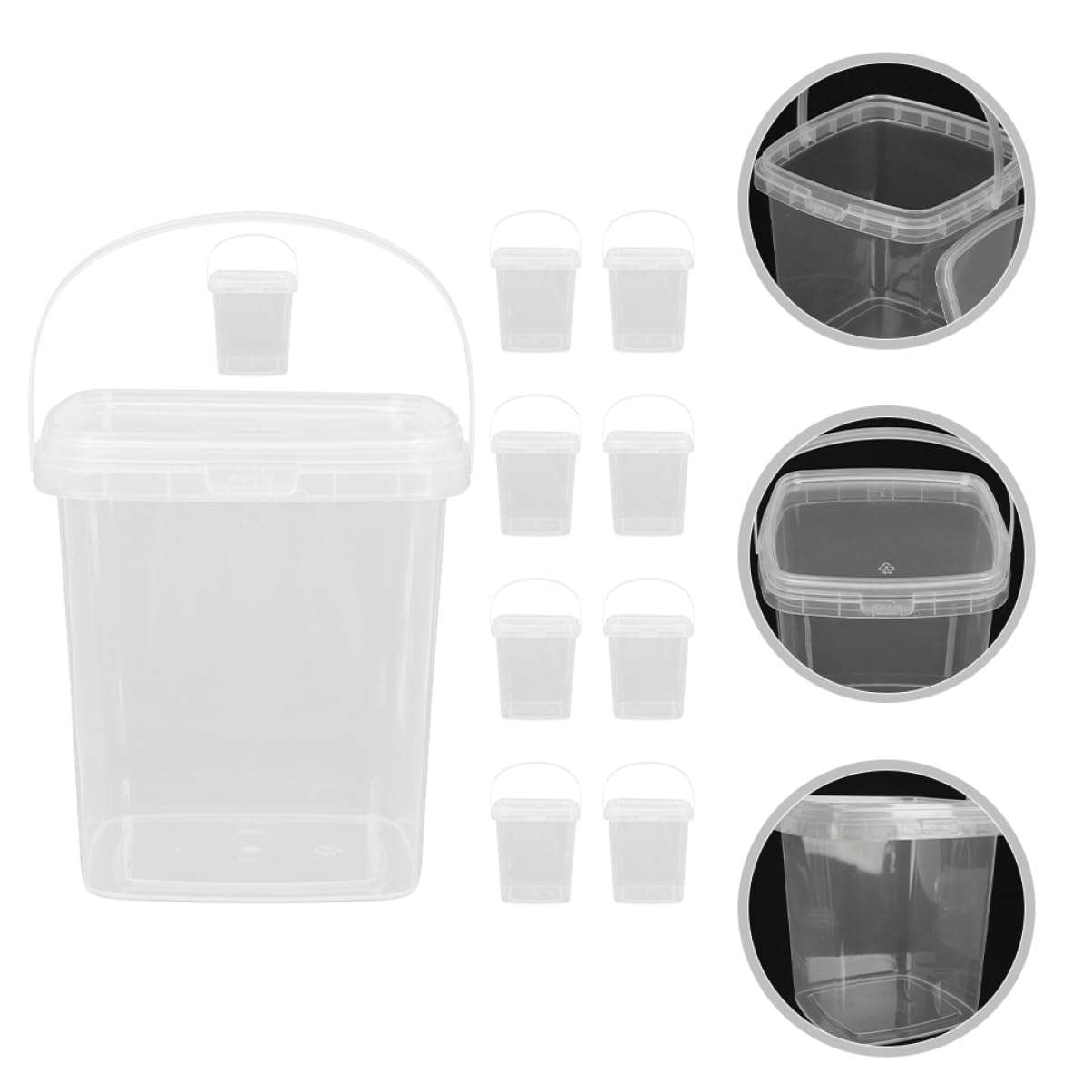 CRILSTYLEO Square Ice Cream Bucket Homemade Food Buckets Ice Cream Bucket Set with Lid 300ml Mini Ice Cream Buckets Storage Containers Bulk Ice Cream Containers 6