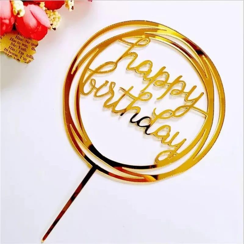 PartyToko Happy Birthday Cake Topper for Birthday Decor 1 pcs 3