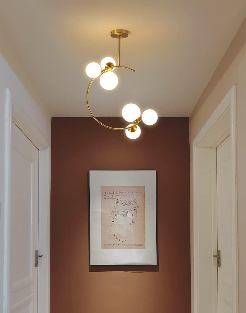 CITRA 6 Light Gold Frosted Glass Chandelier Pendant Ceiling Hanging Lights - Warm White 6