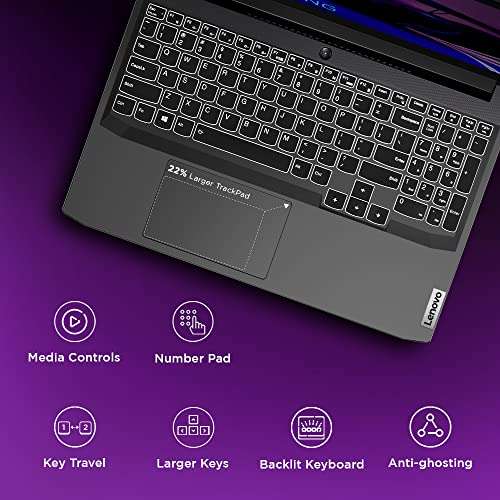 Lenovo IdeaPad Gaming 3 AMD Ryzen 7 5800H 15.6" (39.62cm) FHD IPS Gaming Laptop (16GB/512GB SSD/4GB NVIDIA RTX 3050/120Hz/Win 11/Office 2021/Backlit/3months Game Pass/Shadow Black/2.25Kg), 82K200X3IN 6