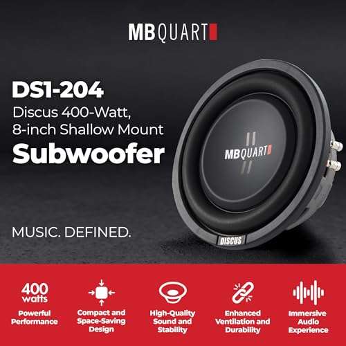 MB Quart 400 Watt Max 200 Watt RMS Shallow Subwoofer, Slim Car & Powersports Speaker, Discus 2