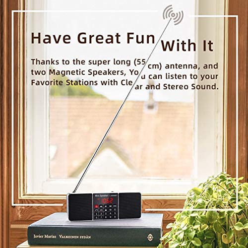 PRUNUS J-288 Portable Radio AM FM Radio with Bluetooth Speaker, Sleep Timer, Power-Saving Display, Ultra-Long Antenna, AUX Input & USB Disk & TF Card MP3 Player, NO Manual Preset 3