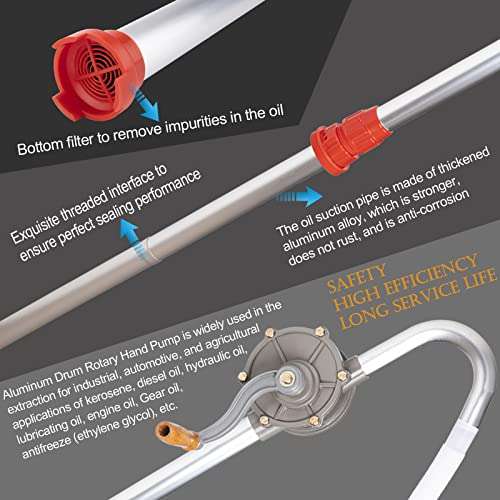Drum Rotary Hand Pump, 15 to 55 Gallon Drum Pump, Rotary Barrel Pump, Aluminum 55 Gal Drum Pump for Oil Diesel Kerosene Transfer 3