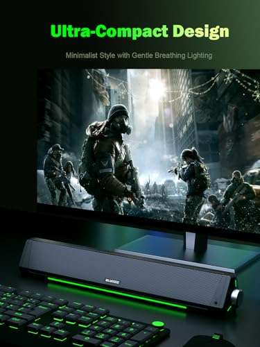 BLUEDEE Computer Speakers, Bluetooth Soundbar, HiFi Stereo, 3.5mm Aux-in Connection, USB Powered Speakers for Desktop Monitor, PC, Laptop, Tablets 2